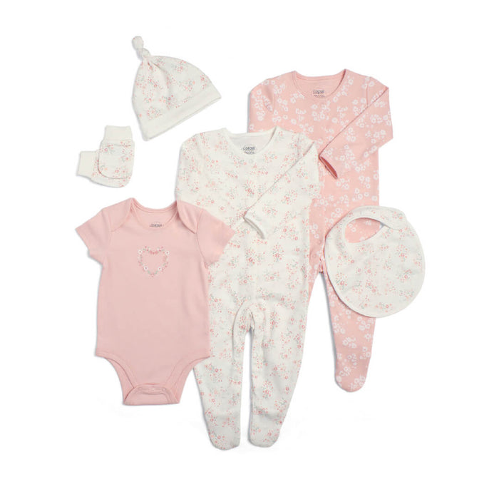 Mamas and Papas Pink & White Floral - 6 Piece Set